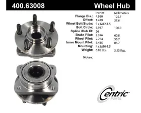 Centric Premium Hub and Bearing Assembly without ABS 400.63008