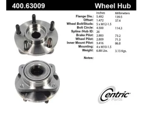 Centric C-Tek Standard Hub and Bearing Assembly without ABS 400.63009E
