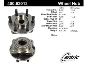Centric C-Tek Standard Hub and Bearing Assembly without ABS 400.63013E