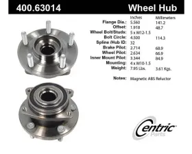 Centric C-Tek Standard Hub and Bearing Assembly; With ABS 400.63014E