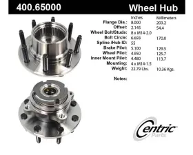 Centric C-Tek Standard Hub and Bearing Assembly without ABS 400.65000E