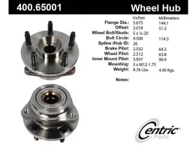 Centric C-Tek Standard Hub and Bearing Assembly without ABS 400.65001E
