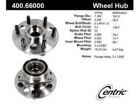 Centric C-Tek Standard Hub and Bearing Assembly without ABS 400.66000E