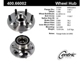 Centric C-Tek Standard Hub and Bearing Assembly without ABS 400.66002E