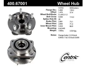 Centric C-Tek Standard Hub and Bearing Assembly without ABS 400.67001E