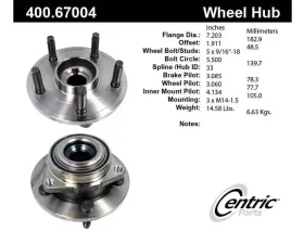 Centric C-Tek Standard Hub and Bearing Assembly without ABS 400.67004E