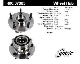 Centric C-Tek Standard Hub and Bearing Assembly without ABS 400.67005E