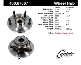 Centric C-Tek Standard Hub and Bearing Assembly without ABS 400.67007E