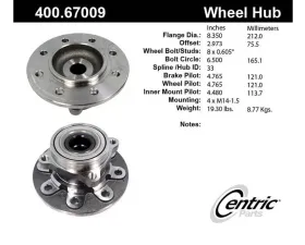 Centric C-Tek Standard Hub and Bearing Assembly without ABS 400.67009E