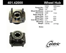 Centric C-Tek Standard Hub and Bearing Assembly; With ABS Tone Ring / Encoder 401.42000E
