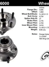 Centric C-Tek Standard Hub and Bearing Assembly; With ABS Tone Ring / Encoder 401.66000E                                     - 401.66000E - Image 5