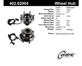 Centric C-Tek Standard Hub and Bearing Assembly; With Integral ABS 402.62004E