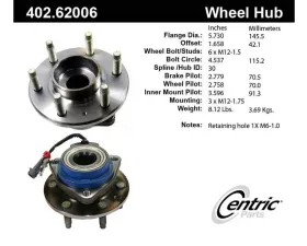 Centric C-Tek Standard Hub and Bearing Assembly; With Integral ABS 402.62006E