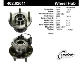Centric C-Tek Standard Hub and Bearing Assembly; With Integral ABS 402.62011E
