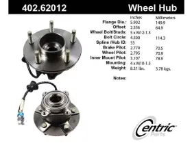 Centric C-Tek Standard Hub and Bearing Assembly; With Integral ABS 402.62012E