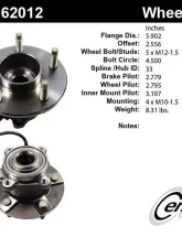 Centric C-Tek Standard Hub and Bearing Assembly; With Integral ABS 402.62012E                                     - 402.62012E - Image 4