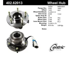 Centric C-Tek Standard Hub and Bearing Assembly; With Integral ABS 402.62013E