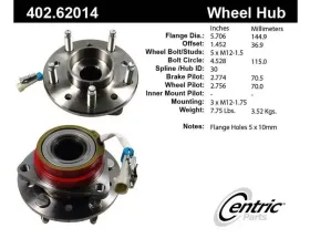Centric C-Tek Standard Hub and Bearing Assembly; With Integral ABS 402.62014E
