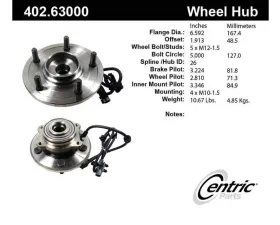Centric C-Tek Standard Hub and Bearing Assembly; With Integral ABS 402.63000E
