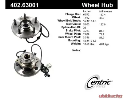 Centric Premium Hub and Bearing Assembly; With Integral ABS 402.63001 - 402.63001