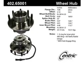 Centric C-Tek Standard Hub and Bearing Assembly; With Integral ABS 402.65001E