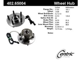 Centric C-Tek Standard Hub and Bearing Assembly; With Integral ABS 402.65004E