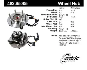 Centric C-Tek Standard Hub and Bearing Assembly; With Integral ABS 402.65005E