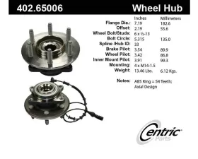 Centric C-Tek Standard Hub and Bearing Assembly; With Integral ABS 402.65006E