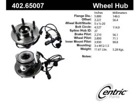 Centric C-Tek Standard Hub and Bearing Assembly; With Integral ABS 402.65007E