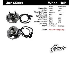 Centric C-Tek Standard Hub and Bearing Assembly; With Integral ABS 402.65009E