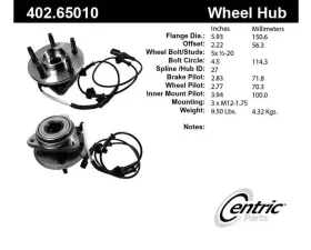 Centric C-Tek Standard Hub and Bearing Assembly; With Integral ABS 402.65010E
