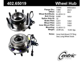Centric C-Tek Standard Hub and Bearing Assembly; With Integral ABS 402.65019E