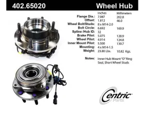 Centric C-Tek Standard Hub and Bearing Assembly; With Integral ABS 402.65020E