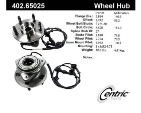 Centric C-Tek Standard Hub and Bearing Assembly; With Integral ABS 402.65025E