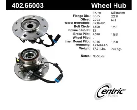 Centric C-Tek Standard Hub and Bearing Assembly; With Integral ABS 402.66003E