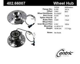 Centric C-Tek Standard Hub and Bearing Assembly; With Integral ABS 402.66007E