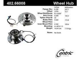 Centric C-Tek Standard Hub and Bearing Assembly; With Integral ABS 402.66008E