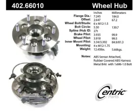 Centric C-Tek Standard Hub and Bearing Assembly; With Integral ABS 402.66010E
