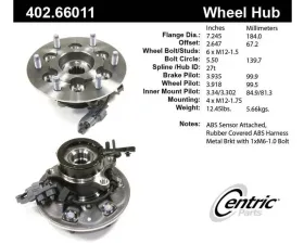 Centric C-Tek Standard Hub and Bearing Assembly; With Integral ABS 402.66011E