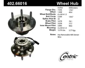 Centric C-Tek Standard Hub and Bearing Assembly; With Integral ABS 402.66016E