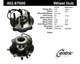 Centric C-Tek Standard Hub and Bearing Assembly; With Integral ABS 402.67000E