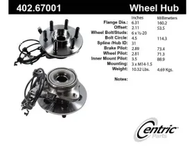 Centric C-Tek Standard Hub and Bearing Assembly; With Integral ABS 402.67001E