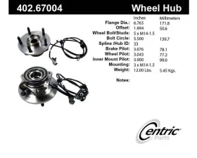 Centric C-Tek Standard Hub and Bearing Assembly; With Integral ABS 402.67004E