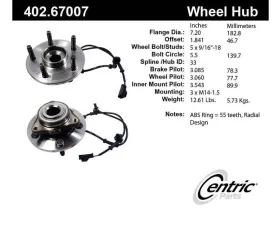 Centric C-Tek Standard Hub and Bearing Assembly; With Integral ABS 402.67007E