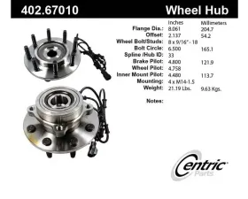Centric C-Tek Standard Hub and Bearing Assembly; With Integral ABS 402.67010E