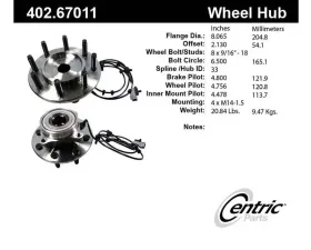 Centric C-Tek Standard Hub and Bearing Assembly; With Integral ABS 402.67011E