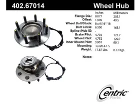 Centric C-Tek Standard Hub and Bearing Assembly; With Integral ABS 402.67014E