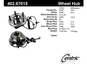 Centric C-Tek Standard Hub and Bearing Assembly; With Integral ABS 402.67015E