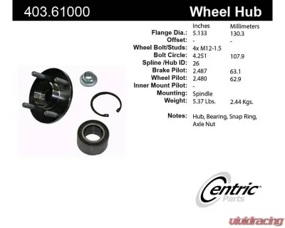 Centric Premium Hub and Bearing Hub Assembly Repair Kit 403.61000 - 403.61000