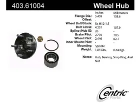 Centric C-Tek Standard Hub and Bearing Assembly Repair Kit 403.61004E